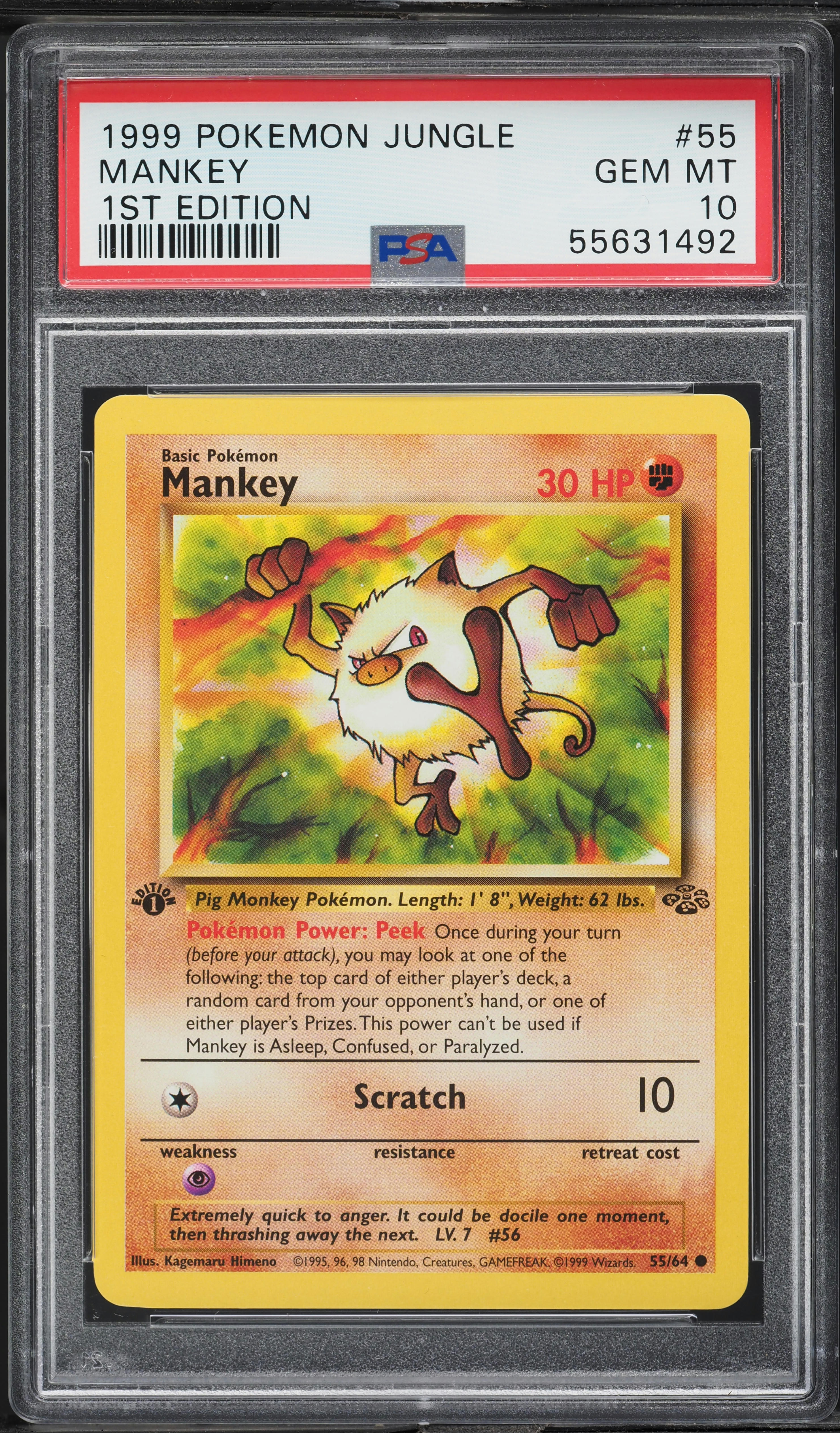 1995 mankey pokemon card value Gym Heroes 67 Brock's Mankey 1st Edition CGC 7