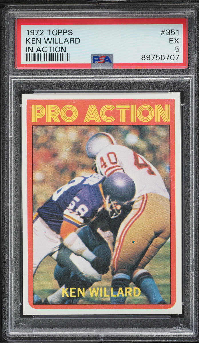 1972 Topps Football Ken Willard IN ACTION #351 PSA 5 EX