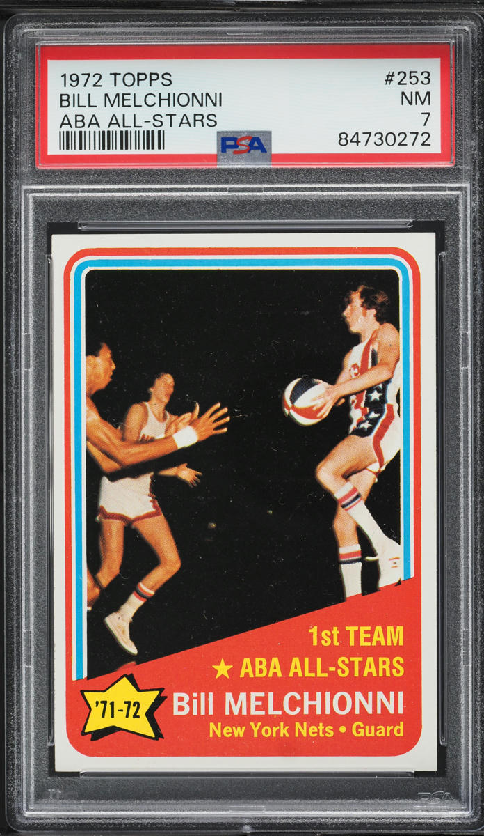 1972 Topps Basketball Bill Melchionni ABA ALL-STARS #253 PSA 7 NRMT