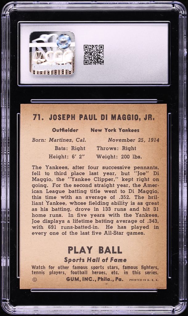 1941 Play Ball Joe DiMaggio #71 CGC 4.5 VGEX+