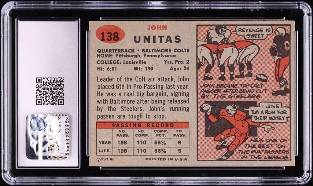 1957 Topps Football Johnny Unitas #138 CGC 5.5 EX+