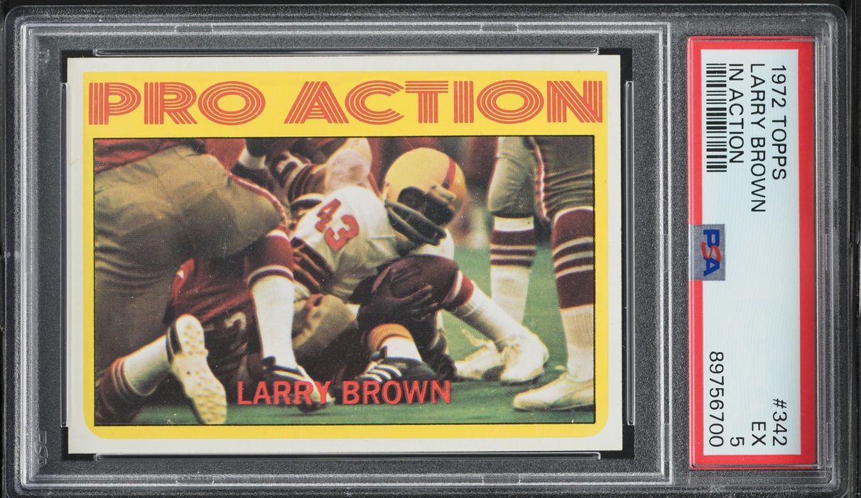 1972 Topps Football Larry Brown IN ACTION #342 PSA 5 EX