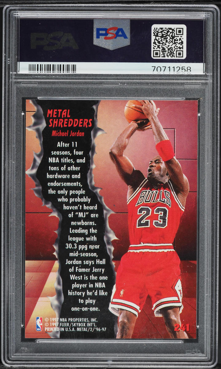 1996 Metal Basketball Michael Jordan #241 PSA 10 GEM MINT on