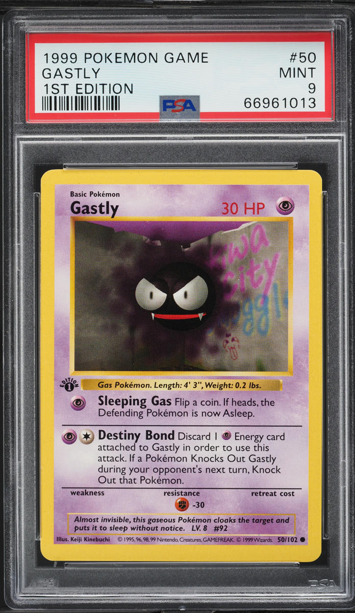 1999 gastly pokemon card - 1st Edition Shadowless [P] Lick (10) Flip a coin Pokemon PSA 10 GEM MINT