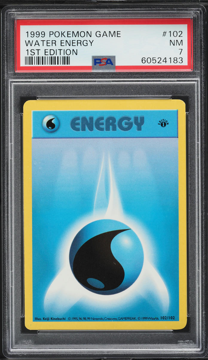 1999 Pokemon Base Set Shadowless 1st Edition Water Energy #102 PSA 7 NRMT