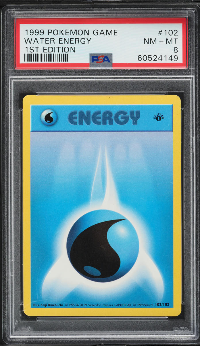 1999 Pokemon Base Set Shadowless 1st Edition Water Energy #102 PSA 8 NM-MT