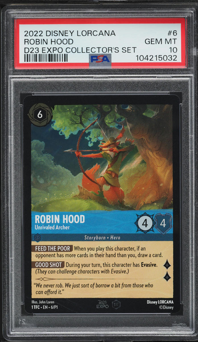 2022 Disney Lorcana Promo D23 Expo Collector's Set Robin Hood #6 PSA 10 GEM MINT