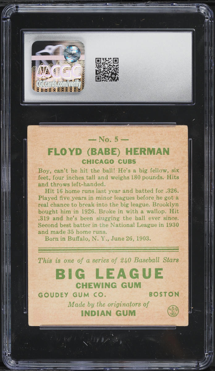 1933 Goudey Babe Herman #5 CGC 3 VG
