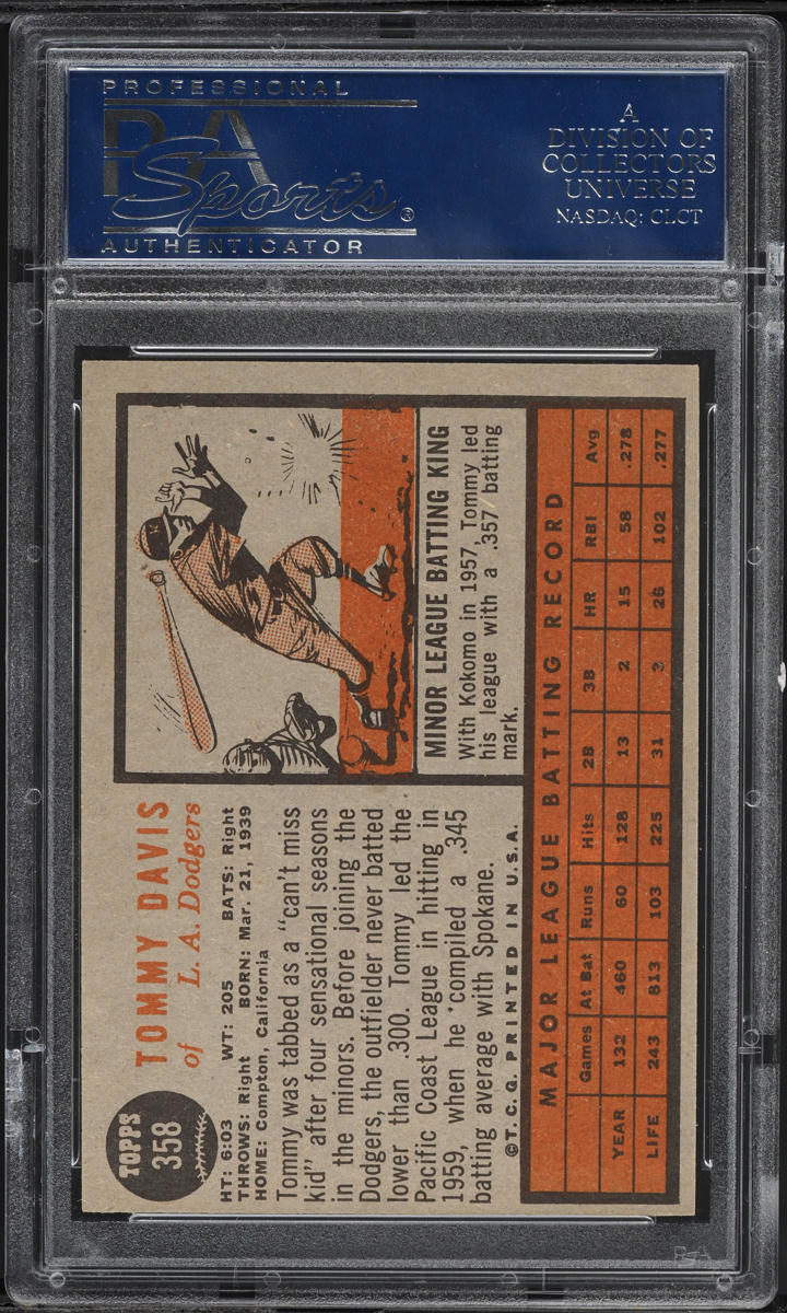 1962 Topps Tommy Davis #358 PSA 8 NM-MT