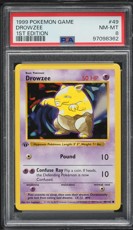 Pokemon Card Drowzee  Base Set 1st Edition Shadowless  49/102  NM  Condition First Edition Charizard