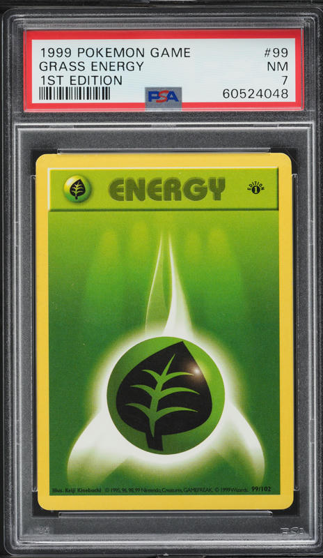 1999 Pokemon Base Set Shadowless 1st Edition Grass Energy #99 PSA 7 NRMT