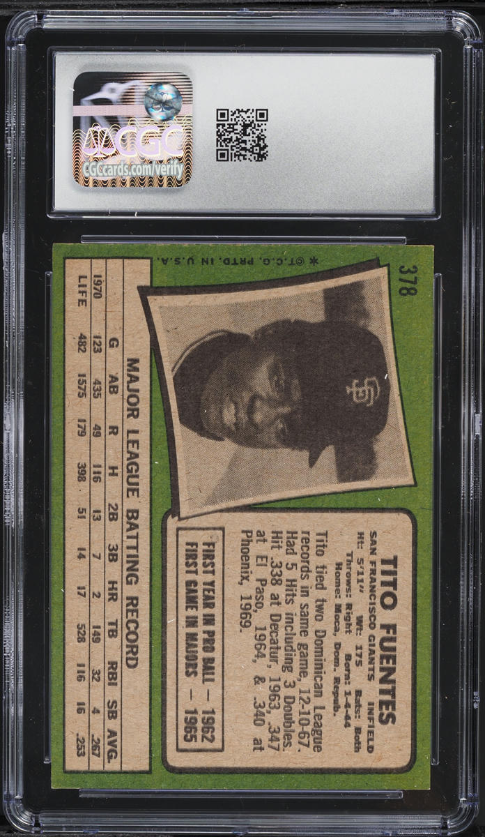 1971 Topps Tito Fuentes #378 CGC 7 NRMT