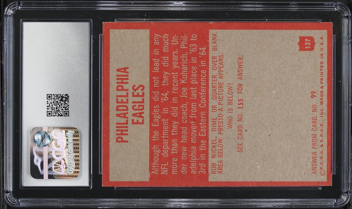 1965 Philadelphia Philadelphia Eagles #127 CGC 7 NRMT on Fanatics