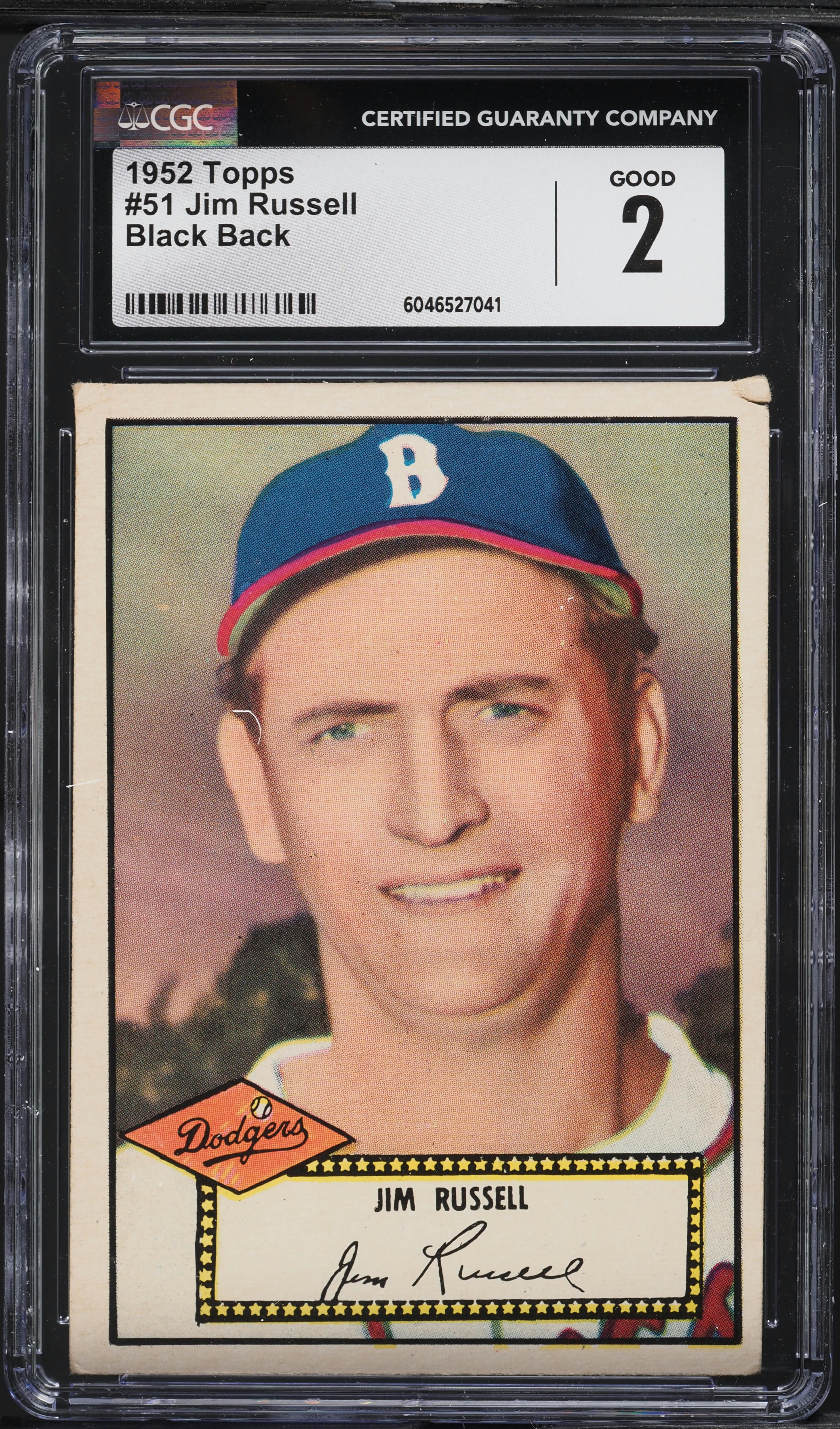 1952 Topps Jim Russell BLACK BACK #51 CGC 2 GD on Fanatics Collect
