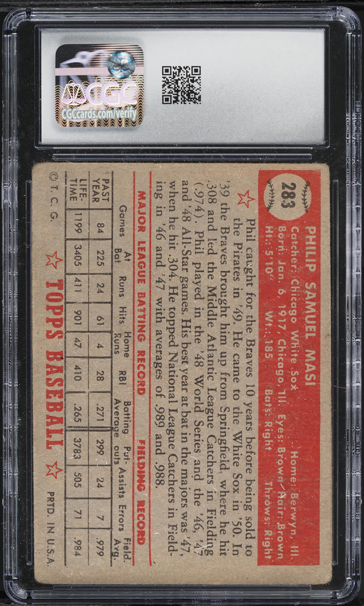 1952 Topps Phil Masi #283 CGC 2 GD
