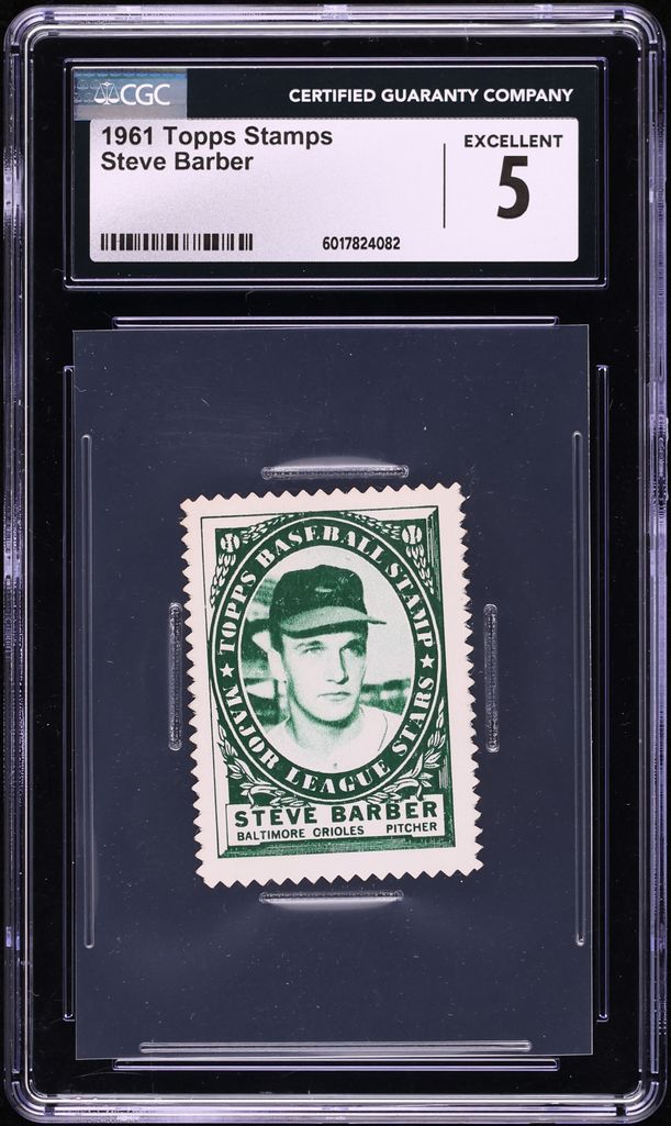 1961 Topps Stamps Steve Barber CGC 5 EX