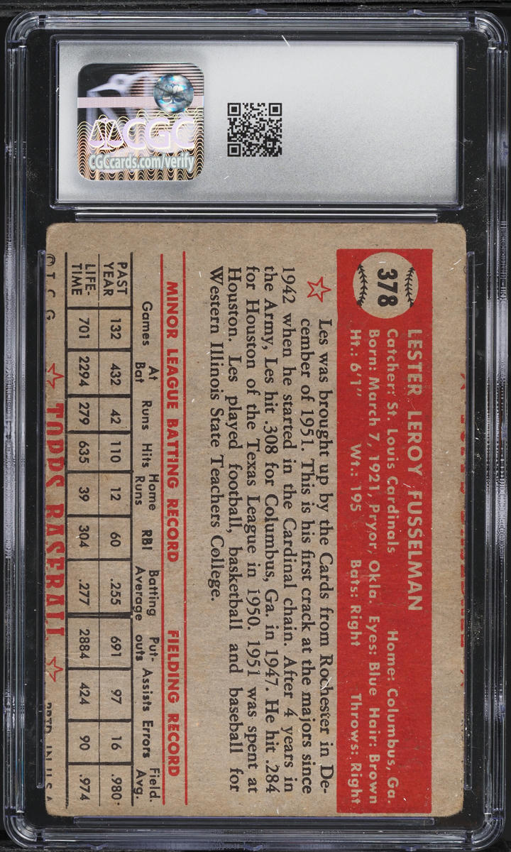 1952 Topps Les Fusselman #378 CGC 1 PR