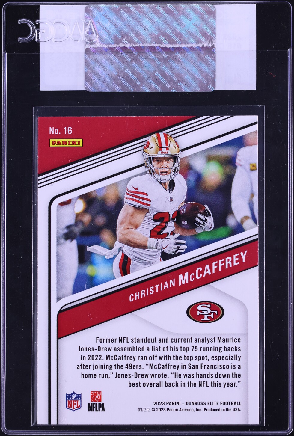 2023 Donruss Elite Christian McCaffrey #16 CGC AUTH