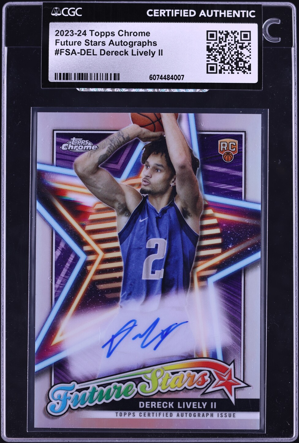 2023 Topps Chrome Future Stars Dereck Lively II ROOKIE AUTO #FSA-DEL CGC AUTH
