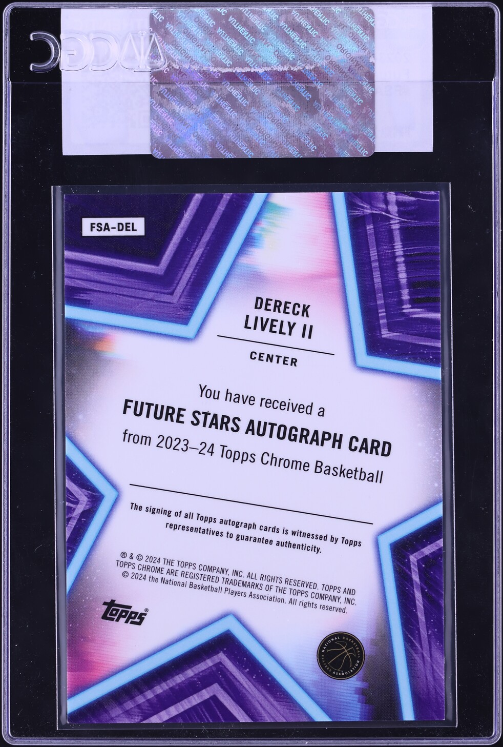 2023 Topps Chrome Future Stars Dereck Lively II ROOKIE AUTO #FSA-DEL CGC AUTH