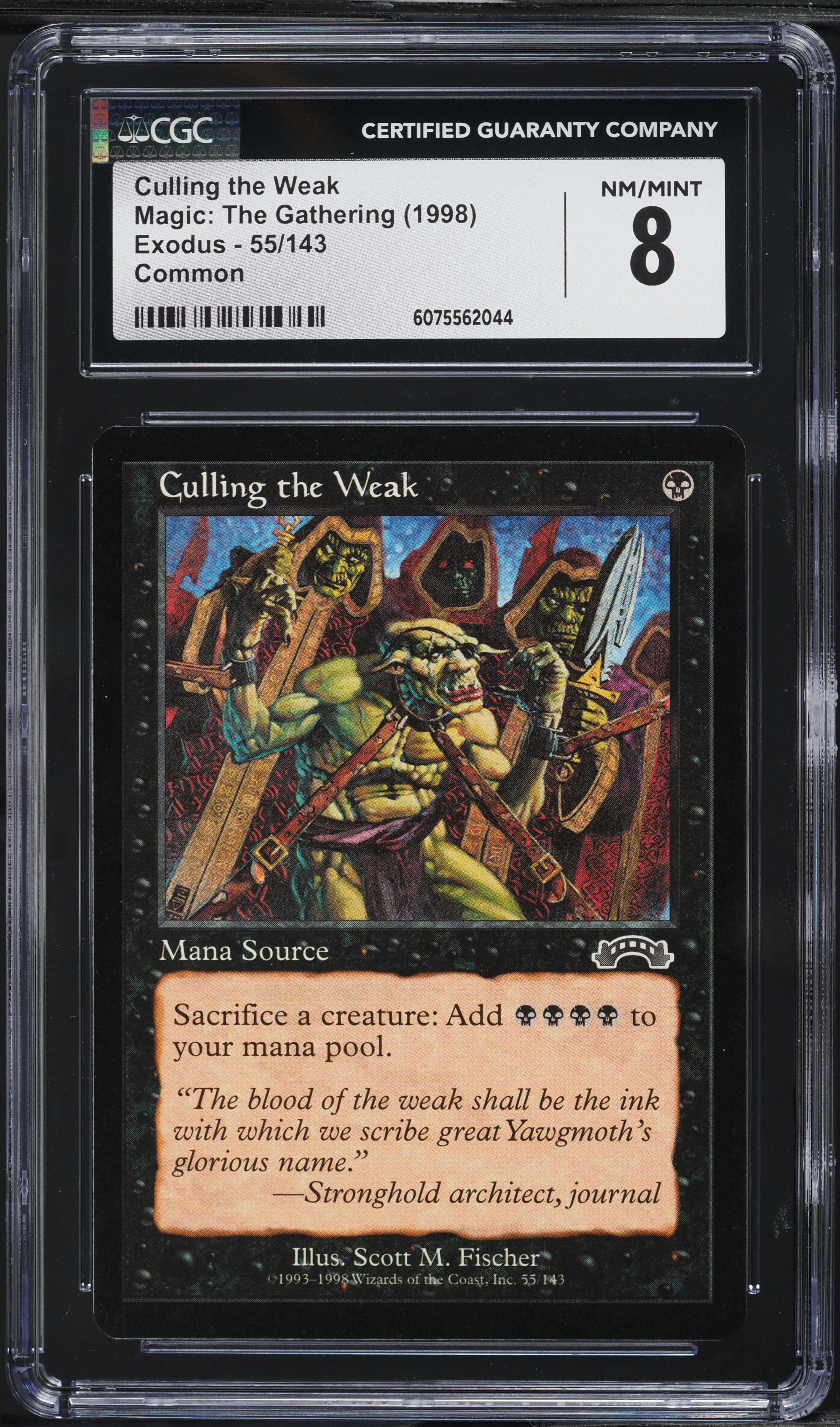 1998 Magic The Gathering MTG Exodus Culling The Weak #55 CGC 8 NM