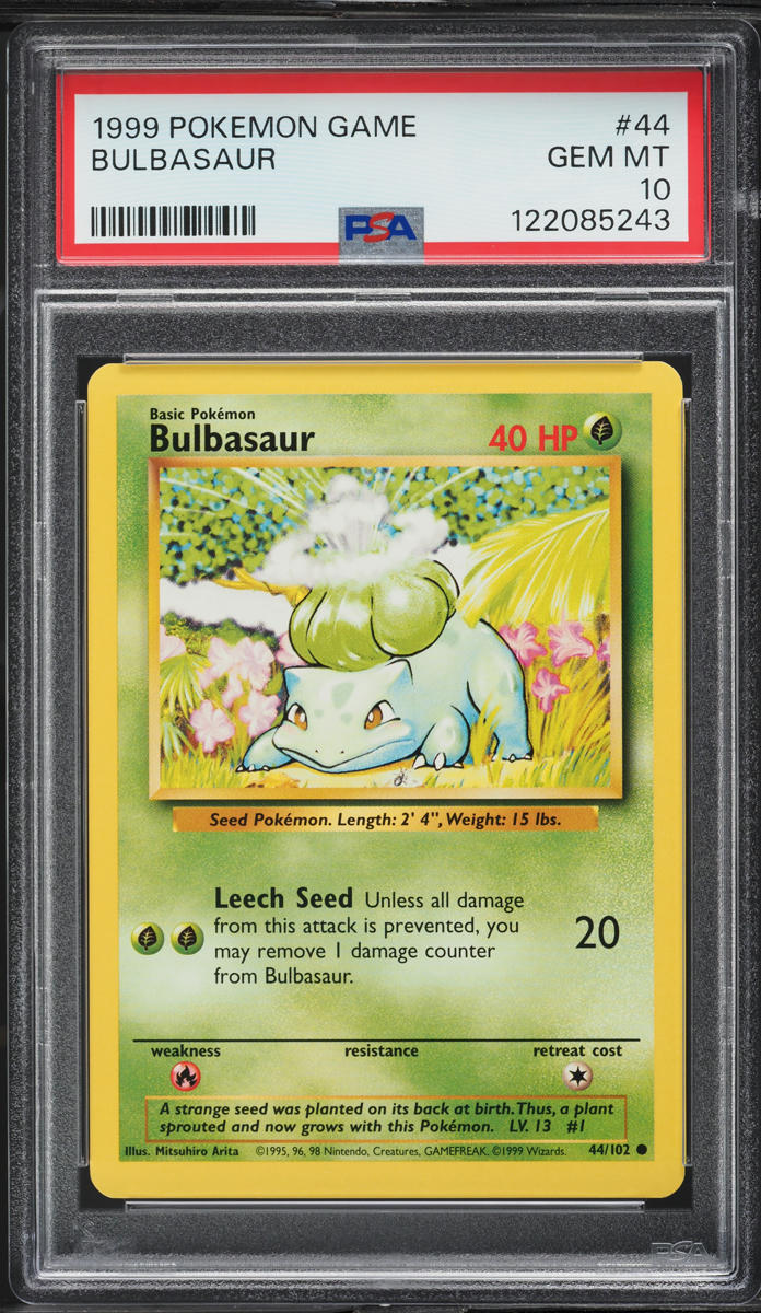 1999 Pokemon Base Set Bulbasaur #44 PSA 10 GEM MINT