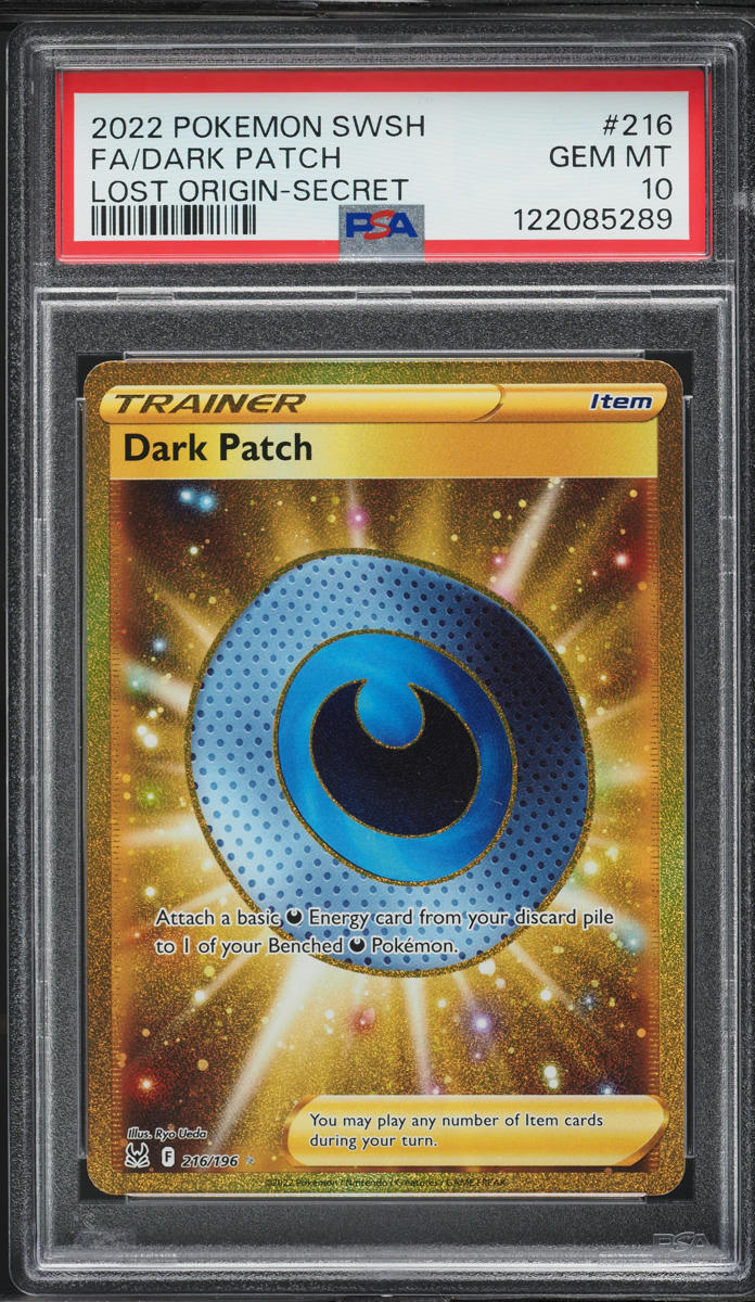 2022 Pokemon SWSH Lost Origin Gold Rare Dark Patch #216 PSA 10 GEM MINT