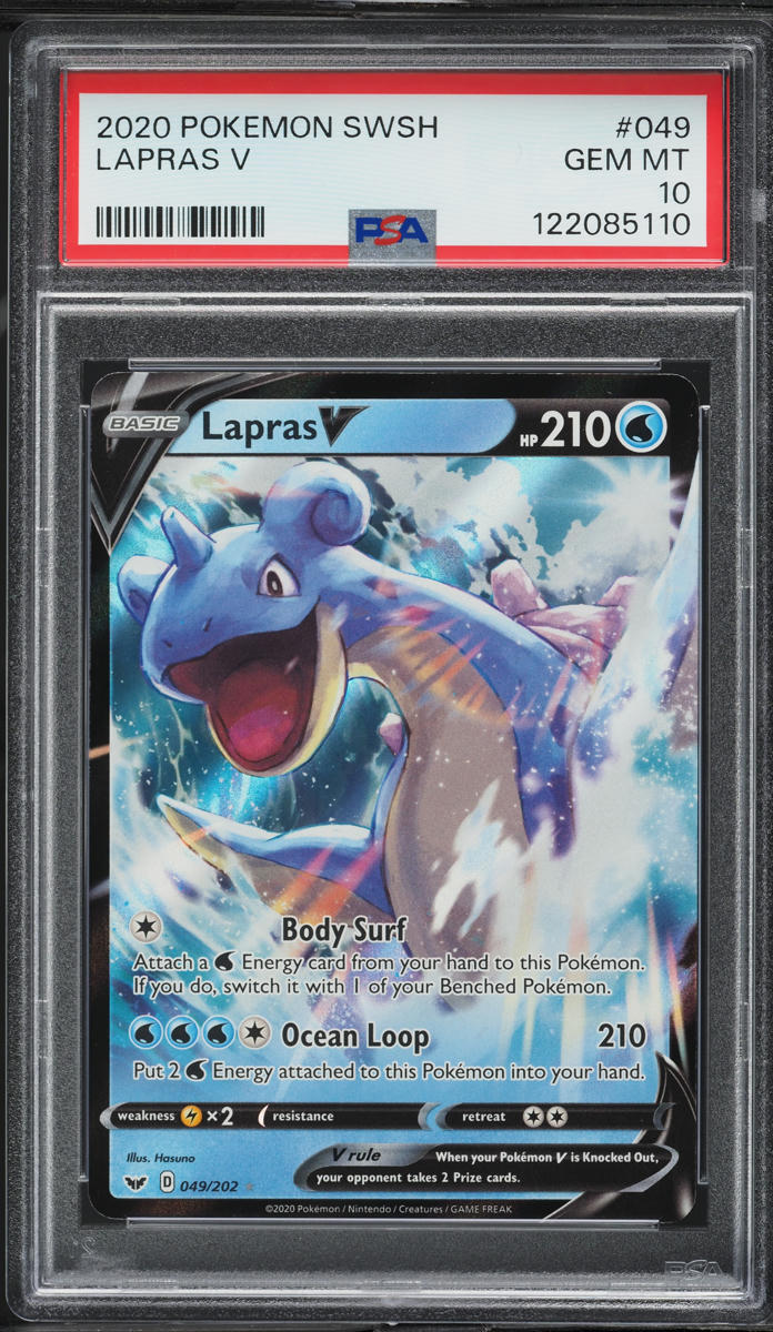 2020 Pokemon Sword & Shield Lapras V #49 PSA 10 GEM MINT on Fanatics Collect