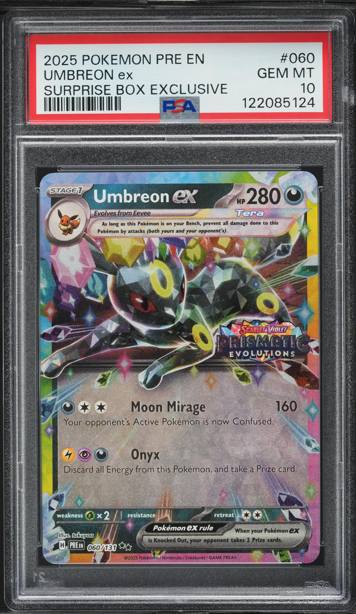 pokemon prismatic evolution umbreon card EX 161/131 Evolutions (Graded) Display Case  CardAura the official authentication and grading ensure this card remains a verified mainstay of your growing collection. 2025 Pokemon SV Prismatic Evolutions
