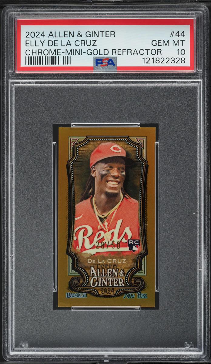 2024 Topps Allen & Ginter Chrome Mini Gold Ref Elly De La Cruz ROOKIE /50 PSA 10