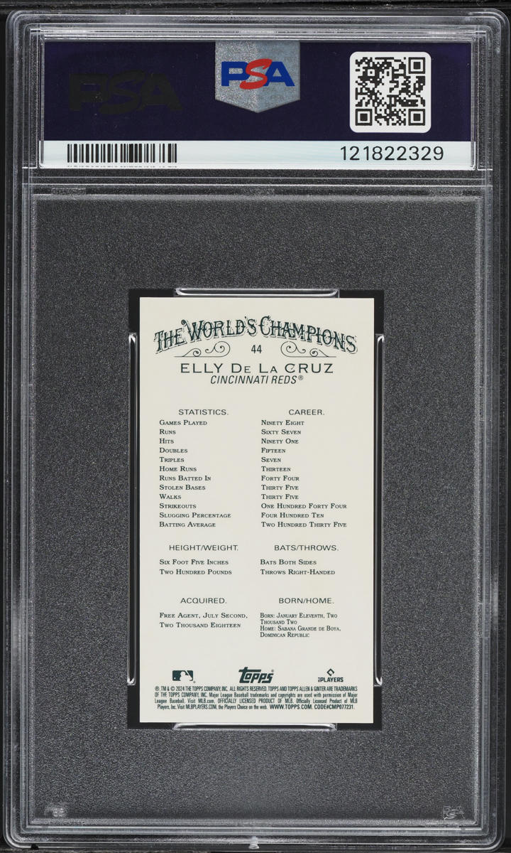 2024 Topps Allen & Ginter Chrome Mini Gold Ref Elly De La Cruz ROOKIE /50 PSA 9