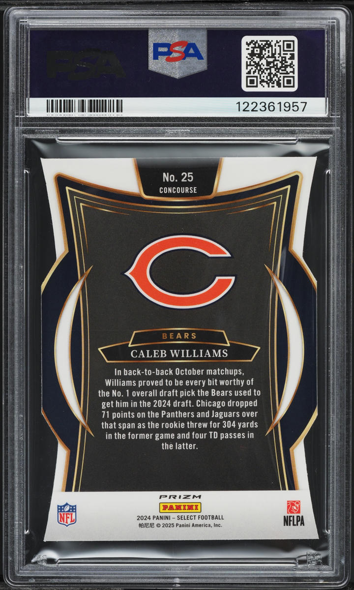 2024 Select Concourse Die Cut Silver Prizm Caleb Williams ROOKIE #25 PSA 8 NM-MT