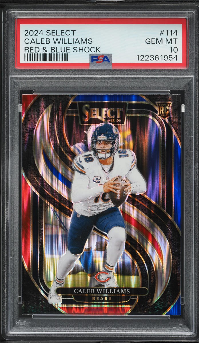 2024 Select Premier Level Red & Blue Shock Caleb Williams ROOKIE #114 PSA 10
