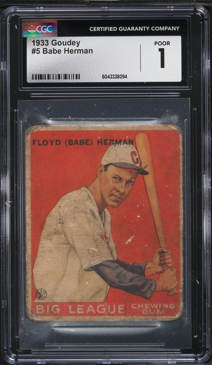 1933 Goudey Babe Herman #5 CGC 1 PR