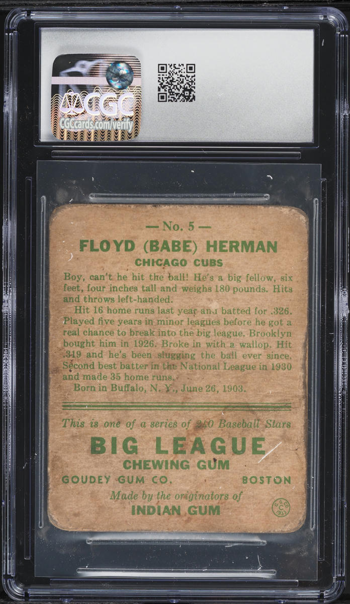 1933 Goudey Babe Herman #5 CGC 1 PR