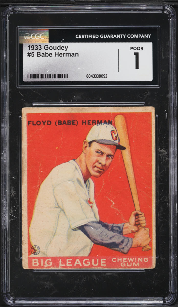 1933 Goudey Babe Herman #5 CGC 1 PR