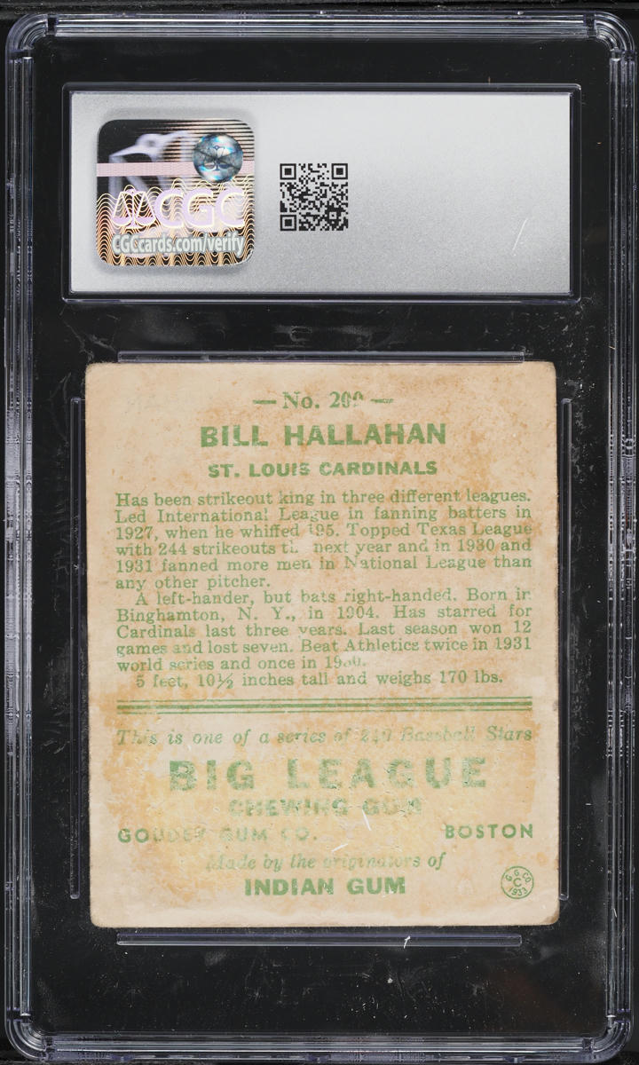 1933 Goudey Bill Hallahan #200 CGC 1 PR