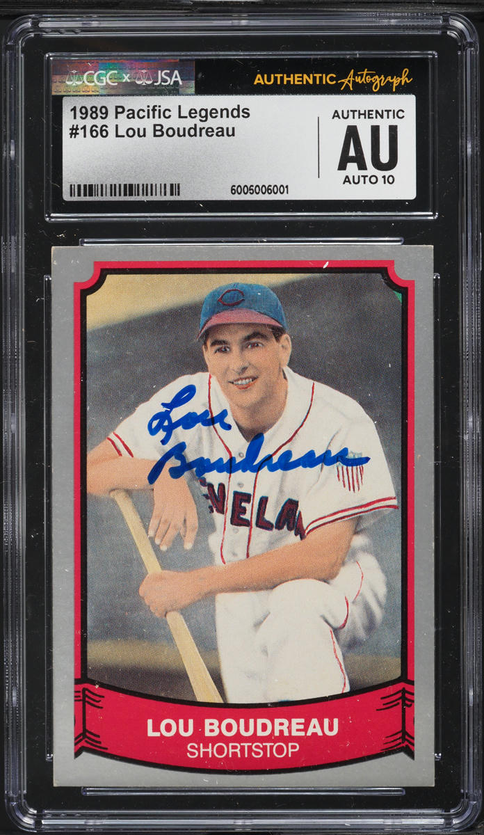 1989 Pacific Legends Lou Boudreau AUTO #166 JSA CGC AUTH
