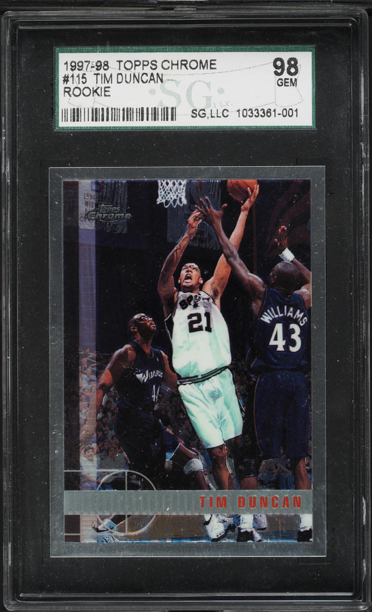 1997 Topps Chrome Tim Duncan ROOKIE #115 SGC 10 GEM MINT