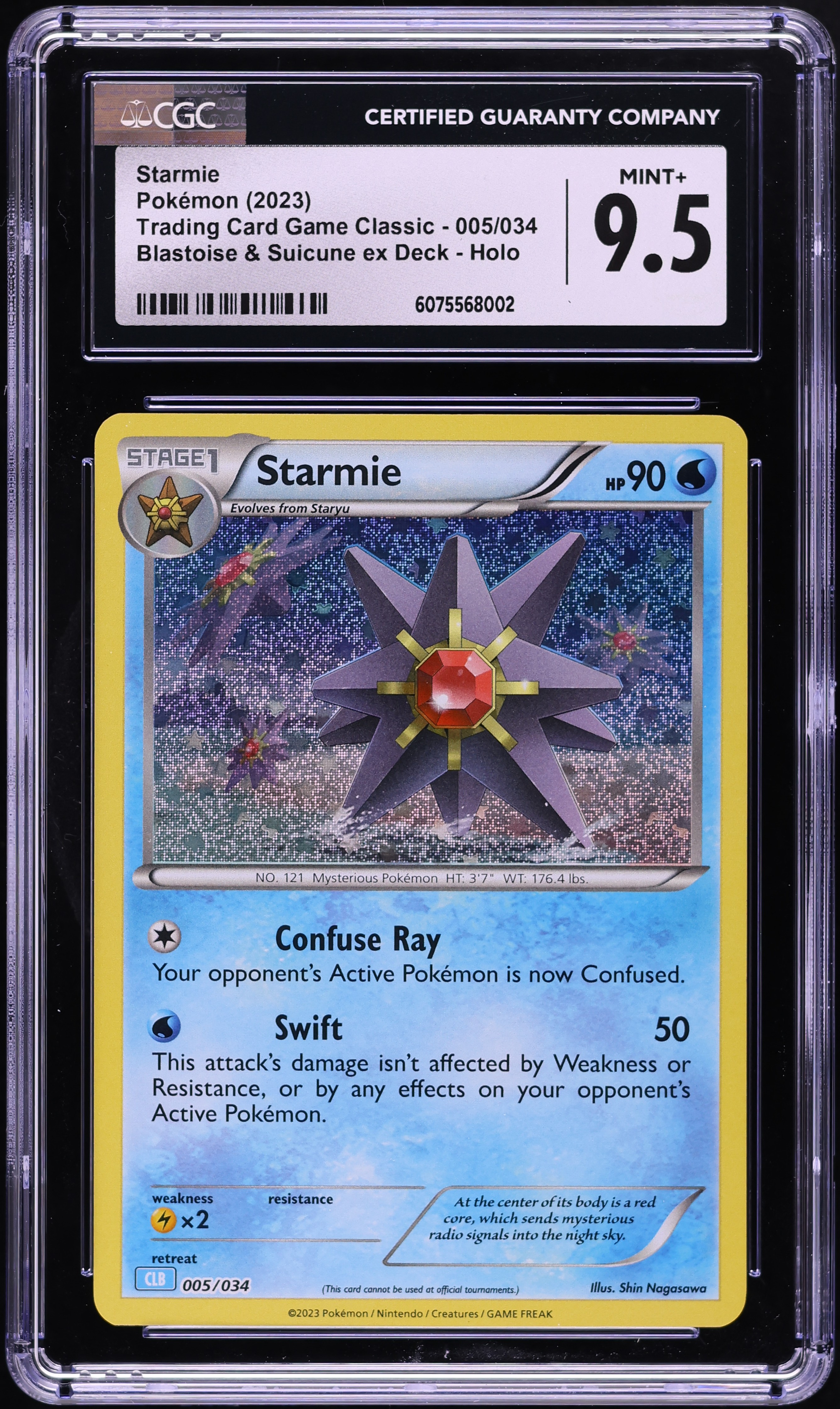 2023 Pokemon TCG Classic Collection Holo Starmie #5 CGC 9.5 MINT+