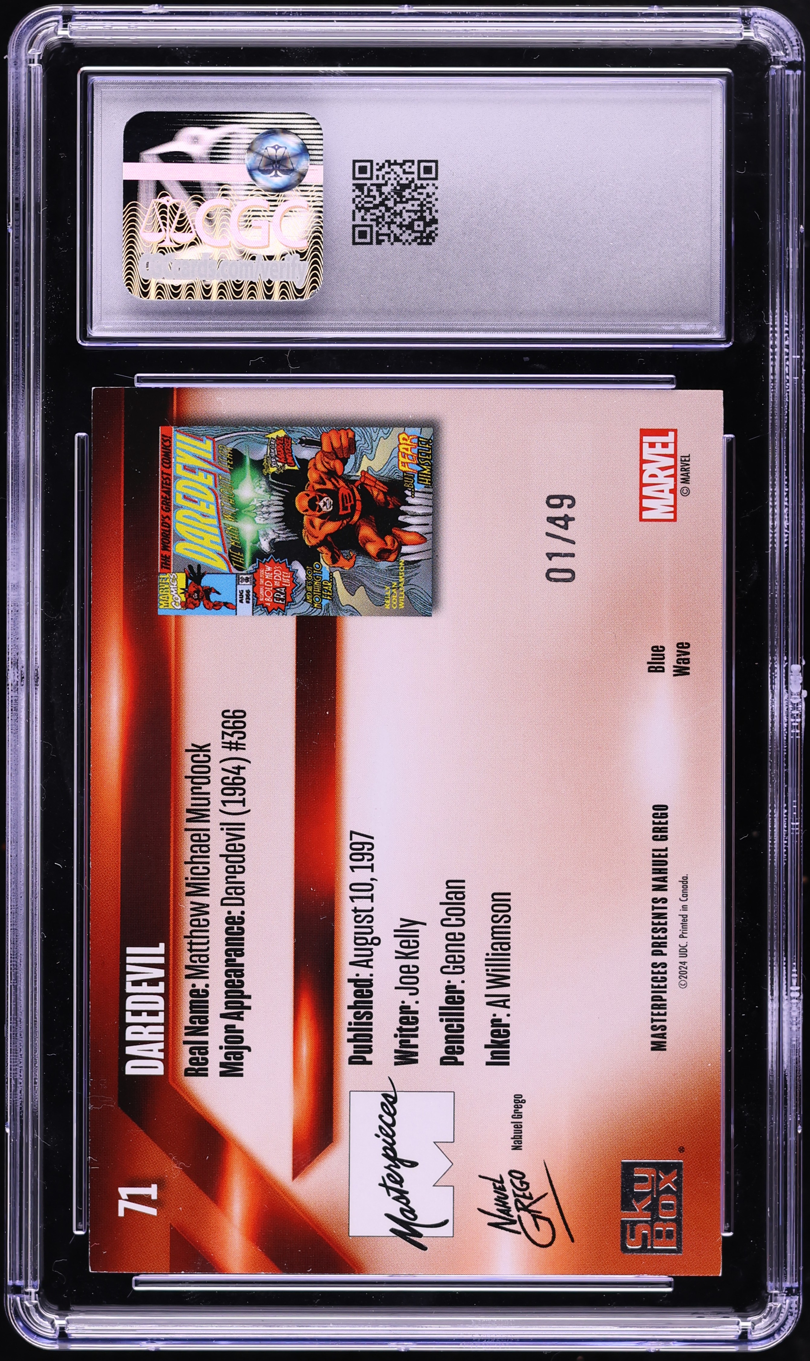 2024 Upper Deck Marvel Masterpieces Blue Wave Foil Daredevil 1/49
