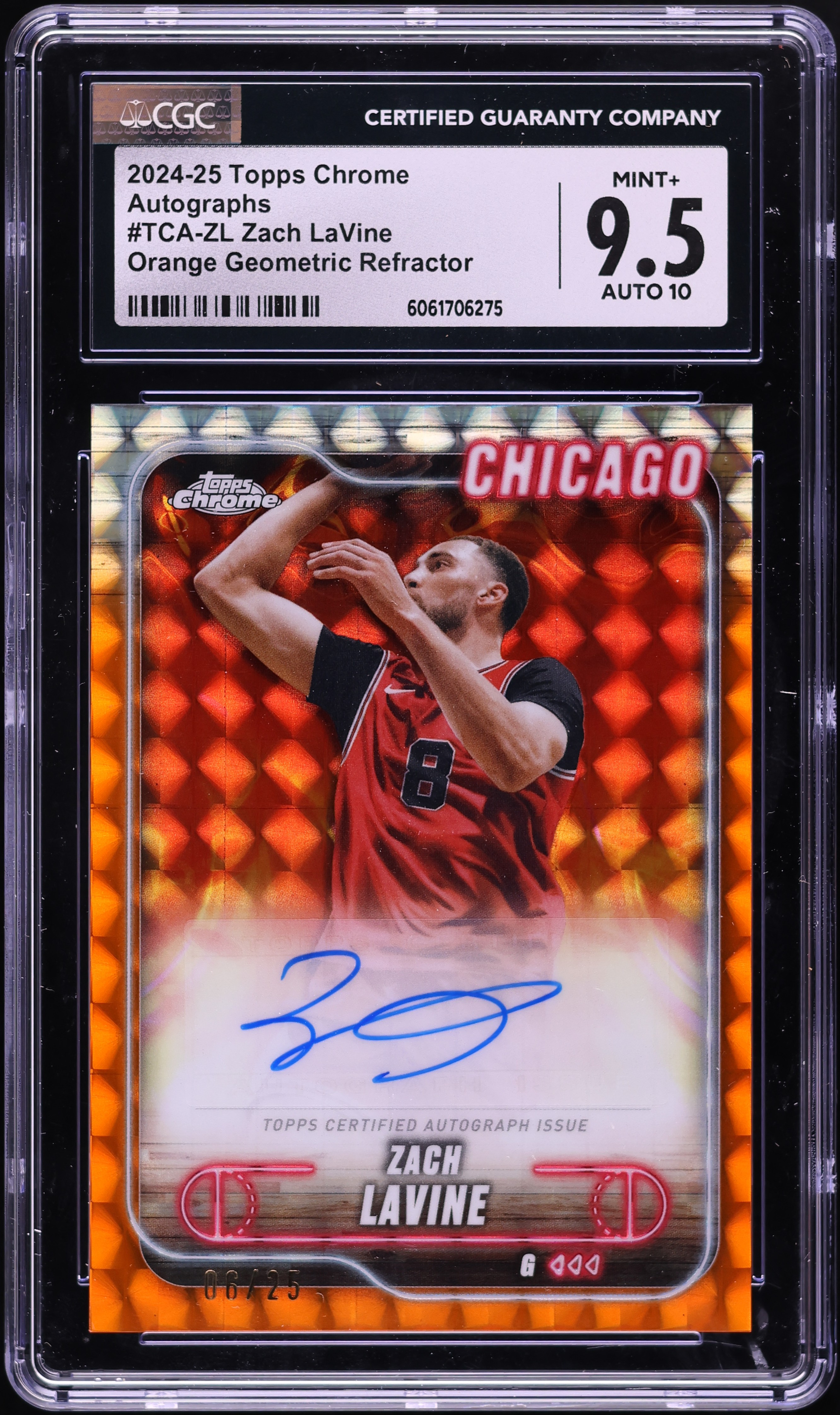 2024 Topps Chrome Orange Geometric Refractor Zach LaVine AUTO /25