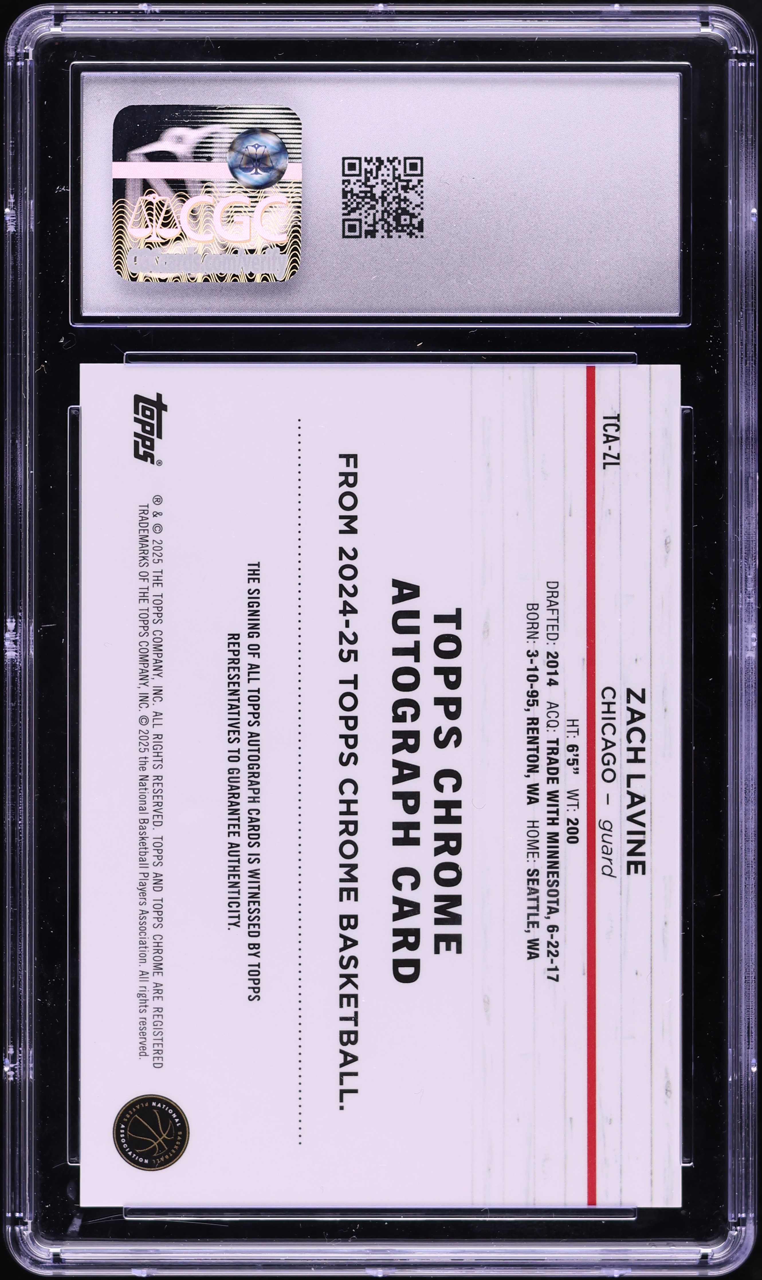 2024 Topps Chrome Orange Geometric Refractor Zach LaVine AUTO /25