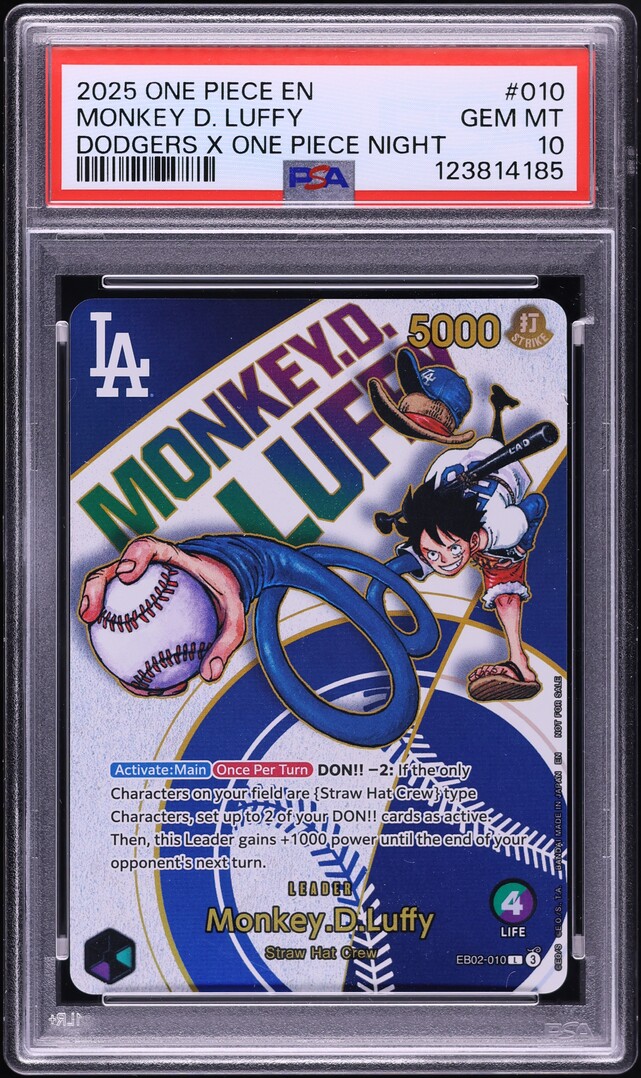 2025 One Piece Promo Dodgers X One Piece Night Monkey D. Luffy #EB02-010 PSA 10