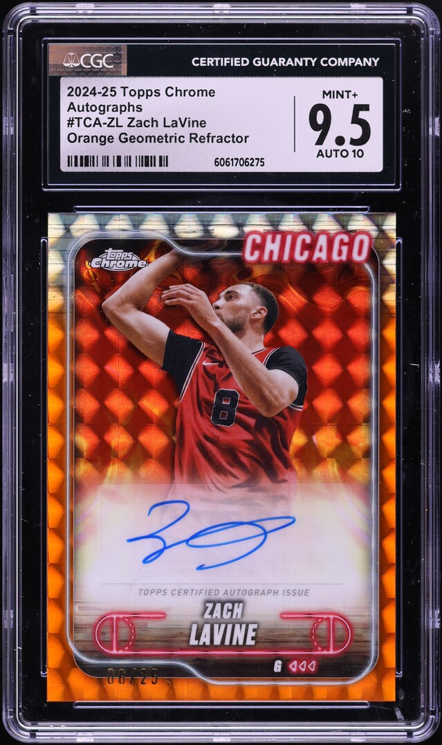 2024 Topps Chrome Orange Geometric Refractor Zach LaVine AUTO /25