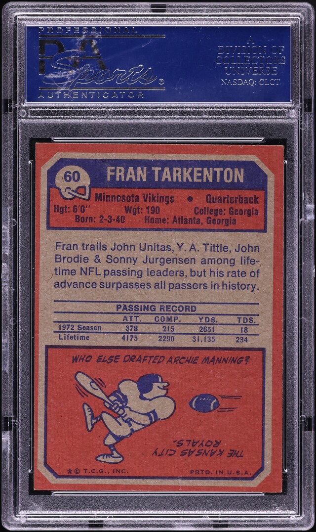 1973 Topps Football Fran Tarkenton #60 PSA 8 NM-MT on Fanatics Collect