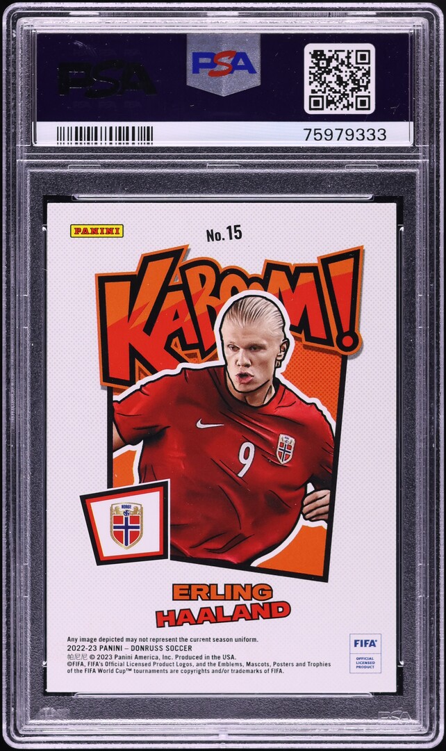 2022 Donruss FIFA Kaboom! Erling Haaland #15 PSA 9 MINT on