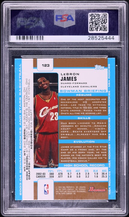 2003 Bowman Rookies & Stars Gold LeBron James ROOKIE #123 PSA 8 NM
