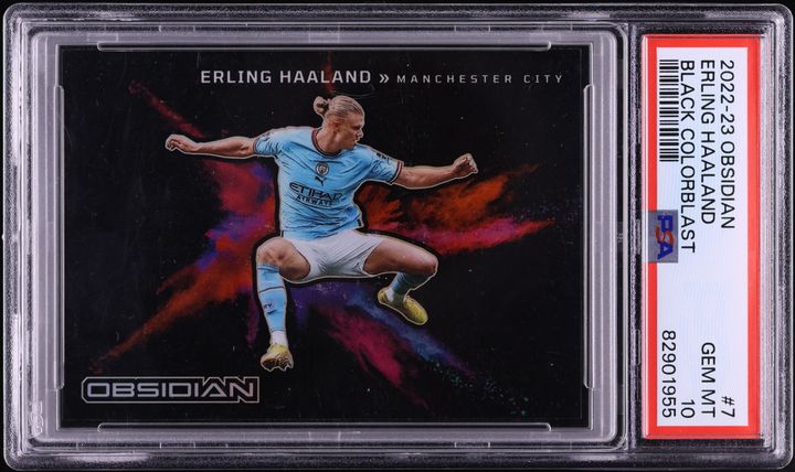 2023 Panini Obsidian Black Colorblast Erling Haaland #11 PSA 9