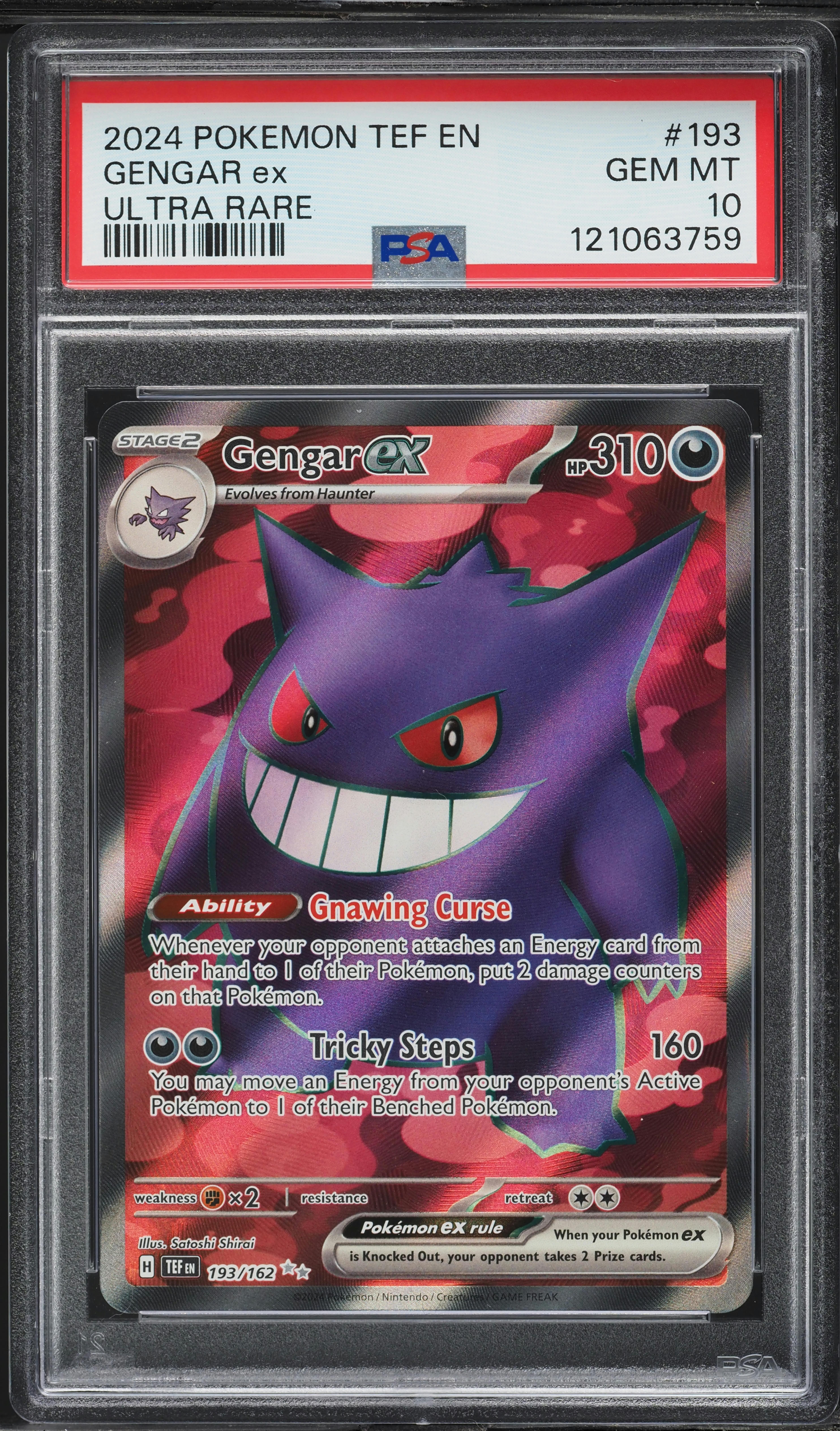 2024 Pokemon SV Temporal Forces Full Art Gengar ex #193 PSA 10 GEM